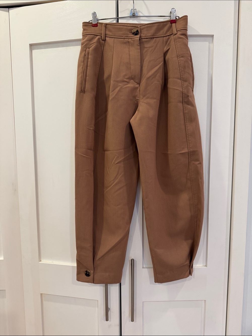 Zara  Tan Relaxed Tapered Pants
